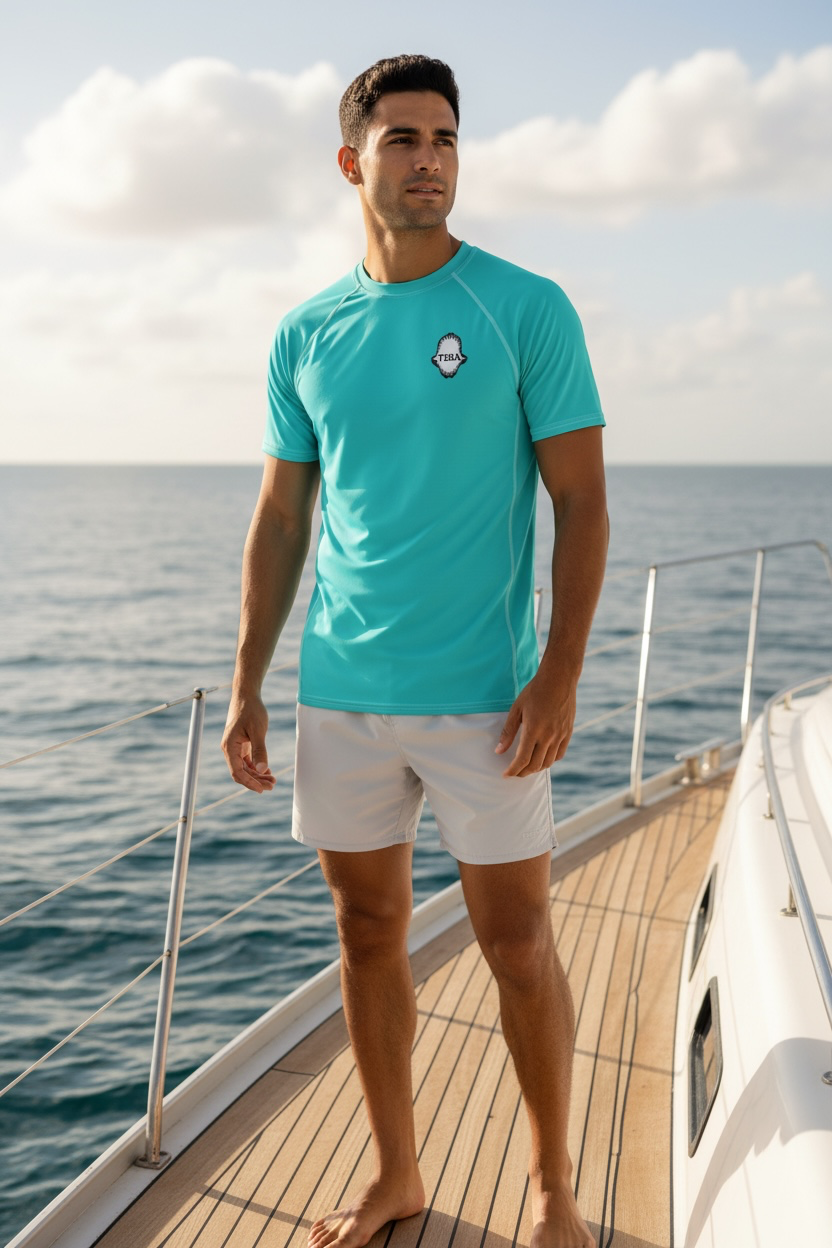Men’s teal fishing swim top